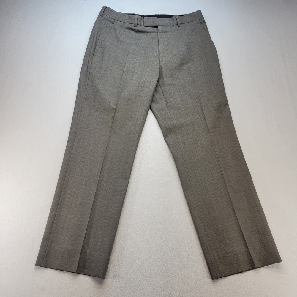 John Varvatos Dress Pants Mens 32x28 Gray Straight Leg Wool Blend Trousers